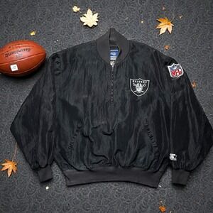 🇺🇸 Vintage Starter Oakland Raiders Team NFL Jacket Made in USA XL Black
